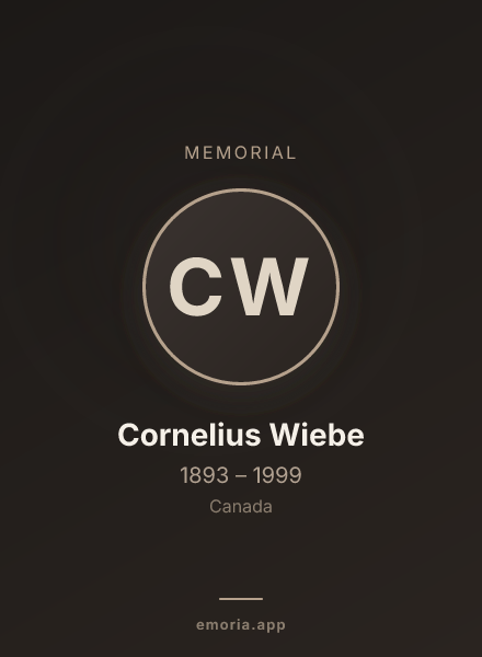 Memorial portrait of Cornelius Wiebe