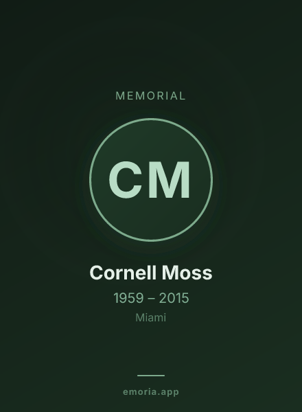 Memorial portrait of Cornell Moss
