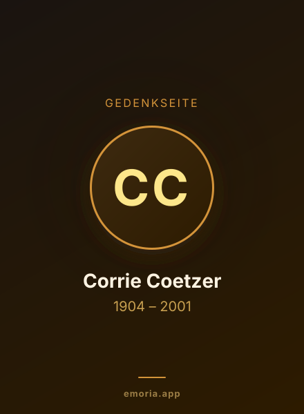 Gedenkportrait von Corrie Coetzer