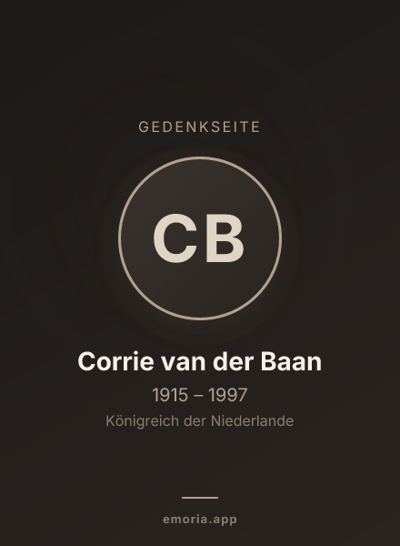 Gedenkportrait von Corrie van der Baan