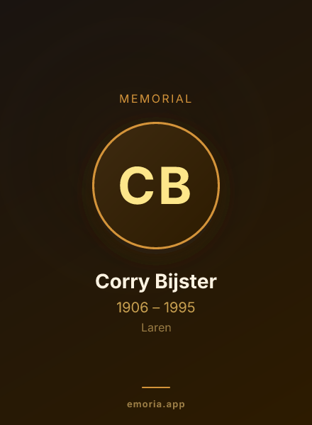 Memorial portrait of Corry Bijster