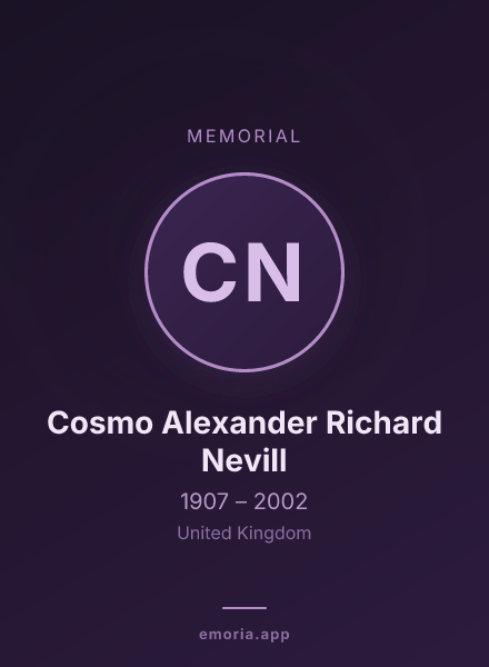 Memorial portrait of Cosmo Alexander Richard Nevill