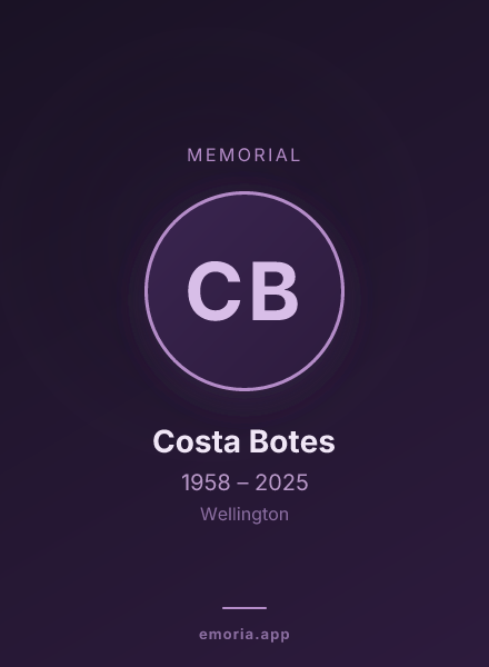 Memorial portrait of Costa Botes