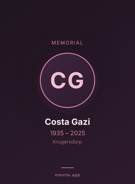 Memorial portrait of Costa Gazi