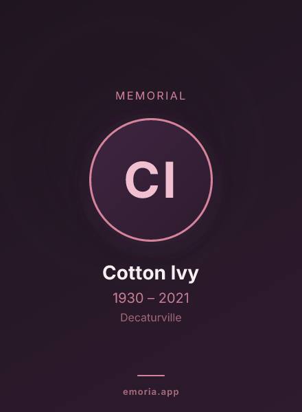 Memorial portrait of Cotton Ivy