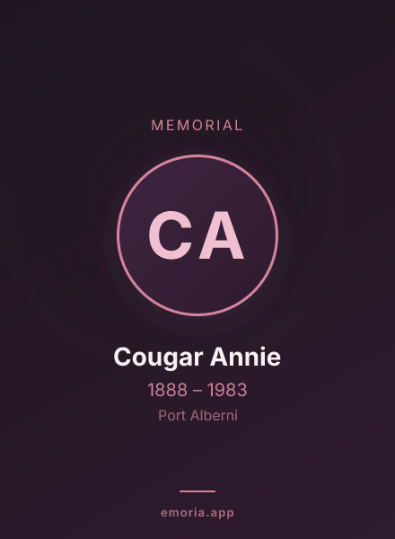 Memorial portrait of Cougar Annie