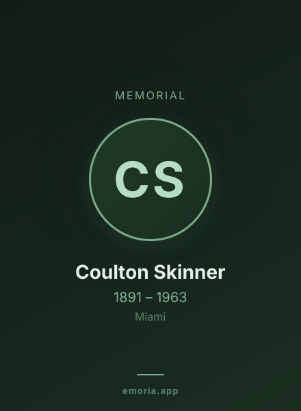 Memorial portrait of Coulton Skinner