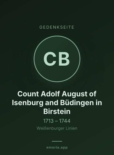 Gedenkportrait von Count Adolf August of Isenburg and Büdingen in Birstein