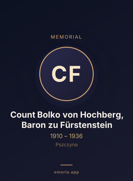 Memorial portrait of Count Bolko von Hochberg, Baron  zu Fürstenstein
