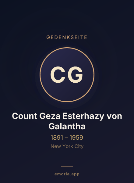 Gedenkportrait von Count Geza Esterhazy von Galantha
