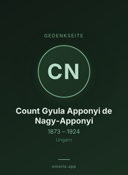 Gedenkportrait von Count Gyula Apponyi de Nagy-Apponyi