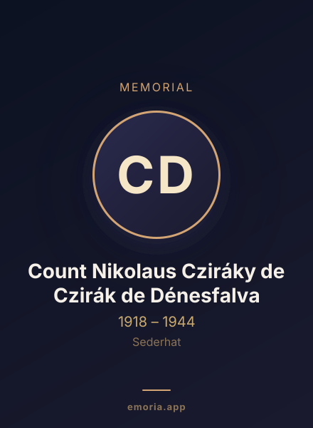 Memorial portrait of Count Nikolaus Cziráky de Czirák de Dénesfalva