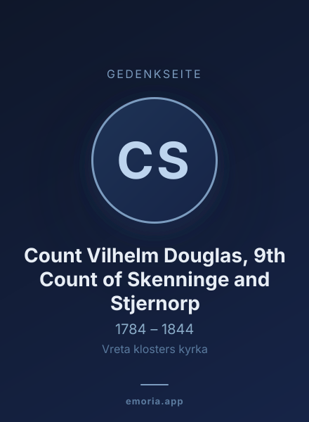 Gedenkportrait von Count Vilhelm Douglas, 9th Count of Skenninge and Stjernorp