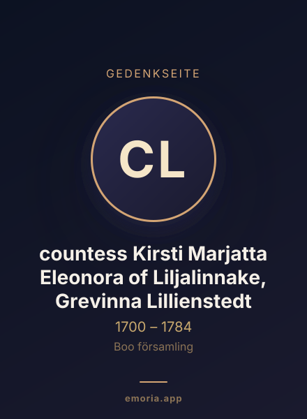 Gedenkportrait von countess Kirsti Marjatta Eleonora of Liljalinnake, Grevinna Lillienstedt