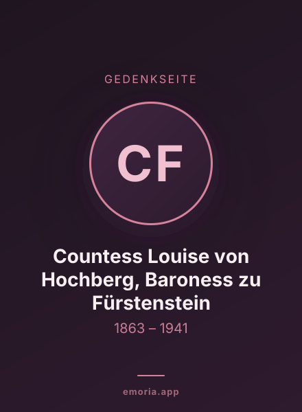 Gedenkportrait von Countess Louise von Hochberg, Baroness zu Fürstenstein