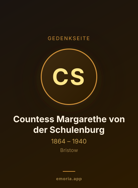 Gedenkportrait von Countess Margarethe von der Schulenburg