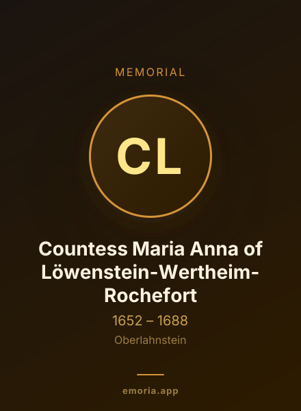 Memorial portrait of Countess Maria Anna of Löwenstein-Wertheim-Rochefort