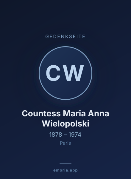 Gedenkportrait von Countess Maria Anna Wielopolski