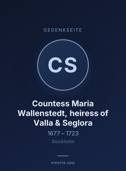 Gedenkportrait von Countess Maria Wallenstedt, heiress of Valla & Seglora