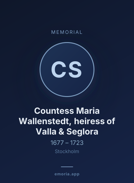 Memorial portrait of Countess Maria Wallenstedt, heiress of Valla & Seglora