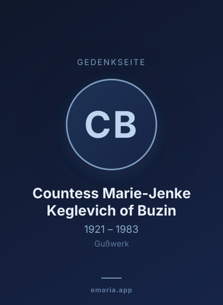 Gedenkportrait von Countess Marie-Jenke Keglevich of Buzin