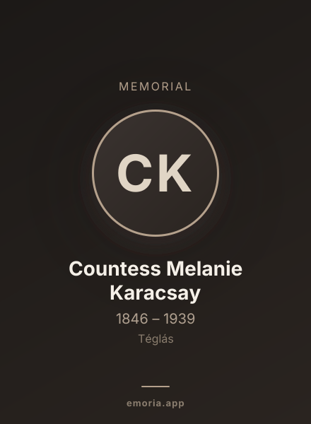 Memorial portrait of Countess Melanie Karacsay