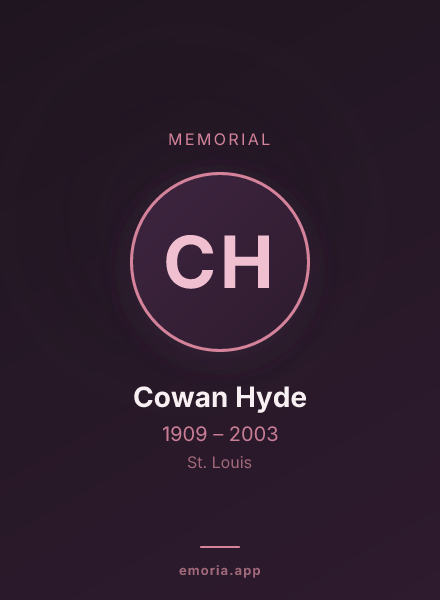 Memorial portrait of Cowan Hyde