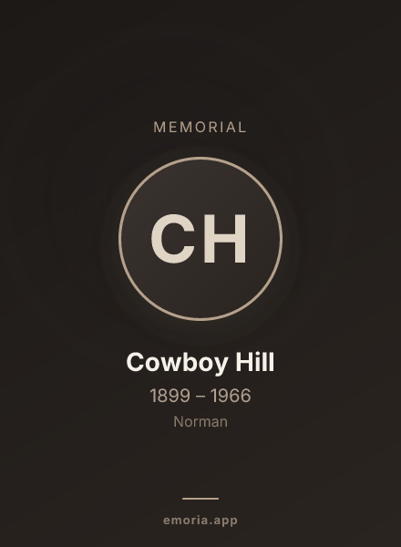 Memorial portrait of Cowboy Hill