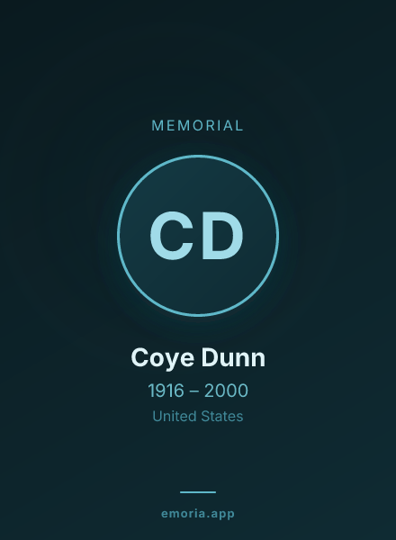 Memorial portrait of Coye Dunn