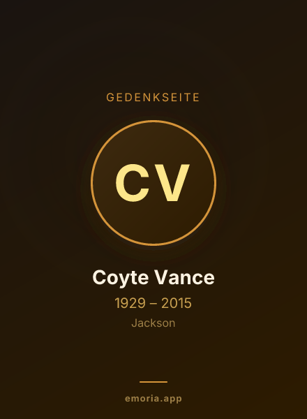 Gedenkportrait von Coyte Vance