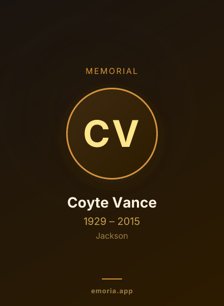 Memorial portrait of Coyte Vance