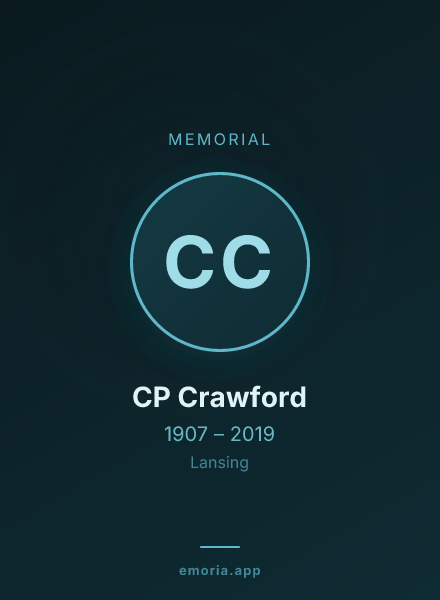 Memorial portrait of CP Crawford
