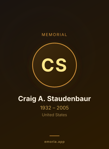 Memorial portrait of Craig A. Staudenbaur