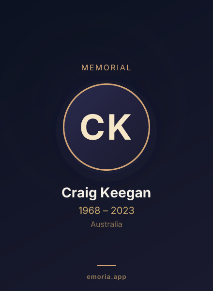 Memorial portrait of Craig Keegan