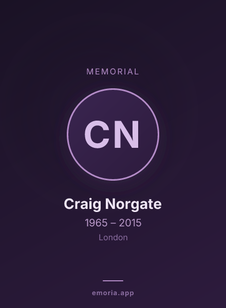 Memorial portrait of Craig Norgate
