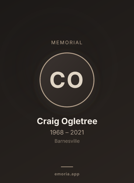 Memorial portrait of Craig Ogletree