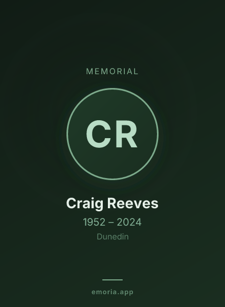 Memorial portrait of Craig Reeves