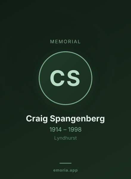 Memorial portrait of Craig Spangenberg