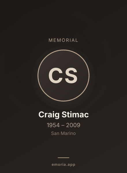 Memorial portrait of Craig Stimac