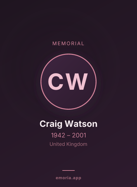 Memorial portrait of Craig Watson
