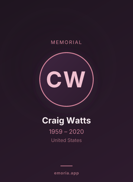 Memorial portrait of Craig Watts