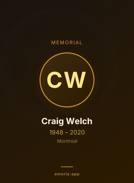 Memorial portrait of Craig Welch