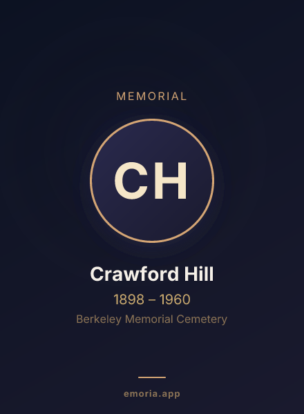 Memorial portrait of Crawford Hill