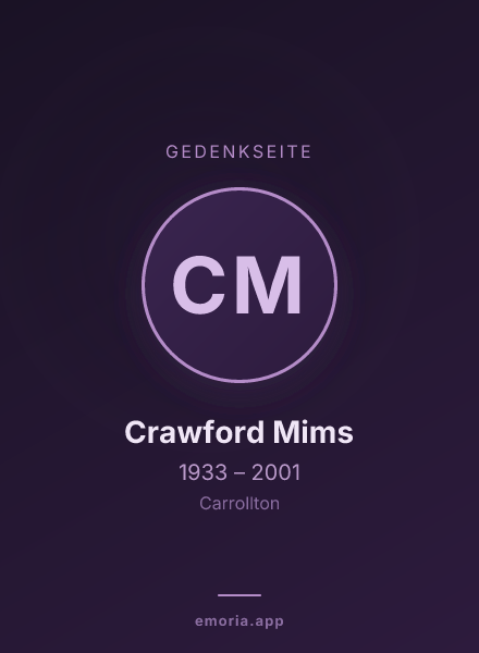 Gedenkportrait von Crawford Mims