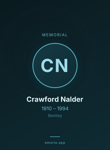 Memorial portrait of Crawford Nalder