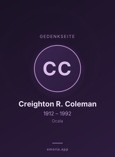 Gedenkportrait von Creighton R. Coleman