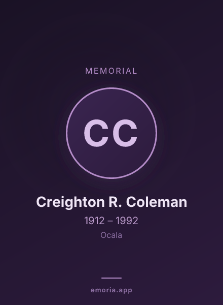 Memorial portrait of Creighton R. Coleman