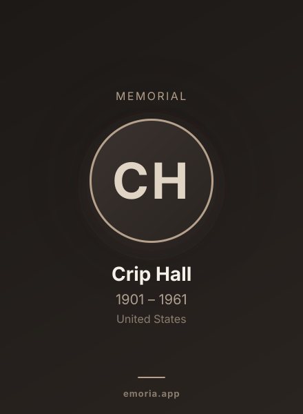 Memorial portrait of Crip Hall
