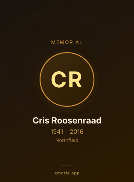 Memorial portrait of Cris Roosenraad