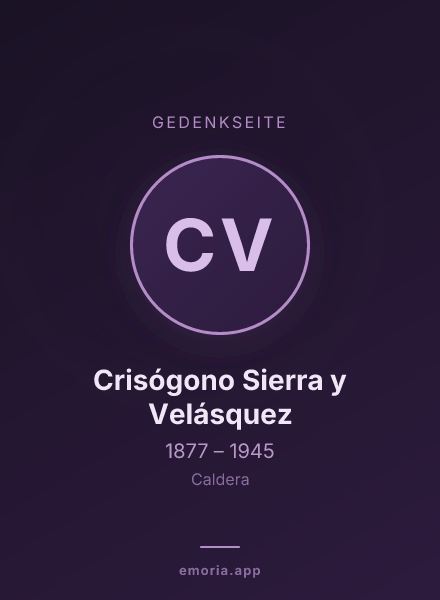 Gedenkportrait von Crisógono Sierra y Velásquez